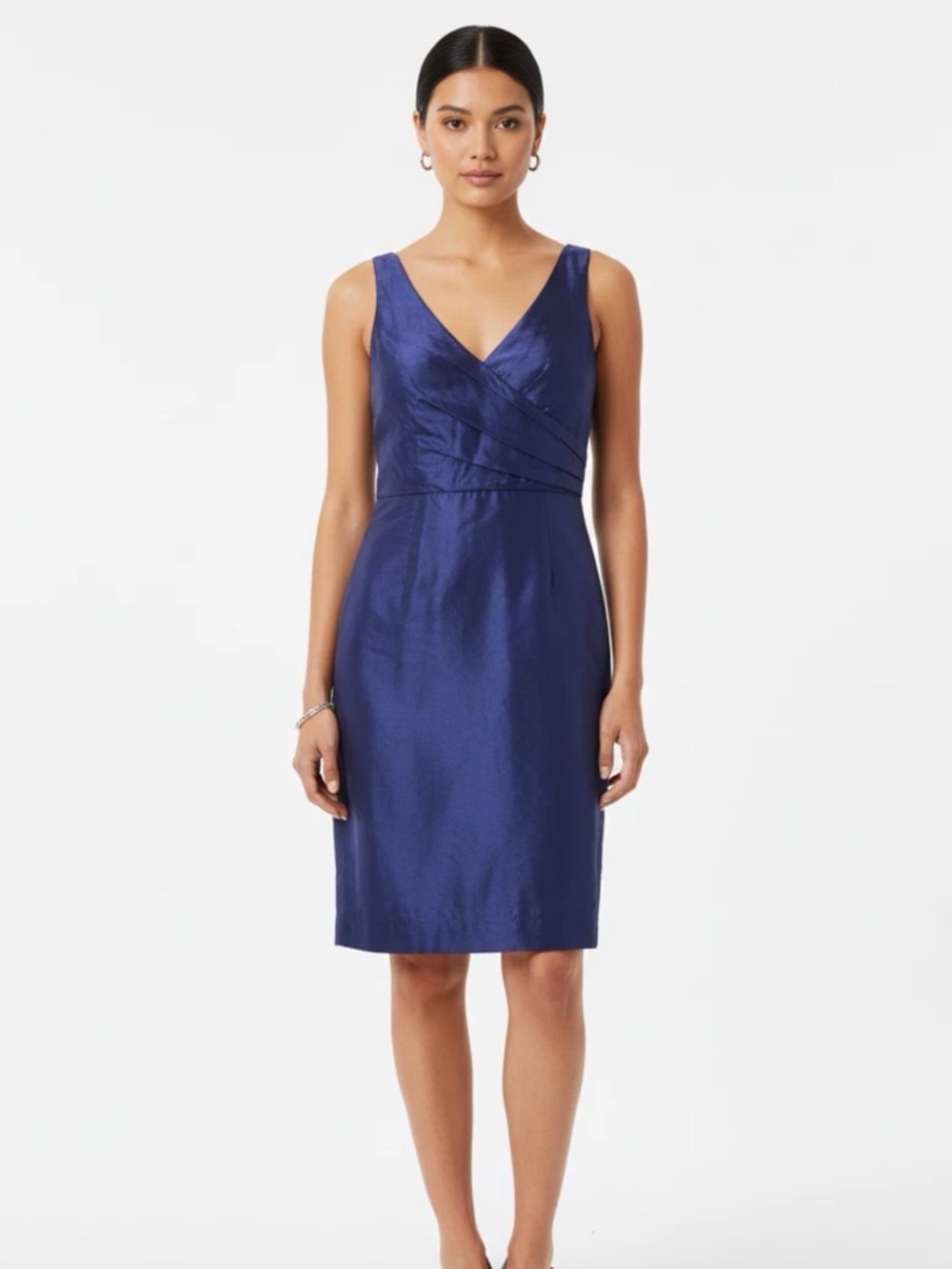J.Crew Sara Dress Dark Pacific Blue Silk V-Neck Cocktail Party Size 8 Petite